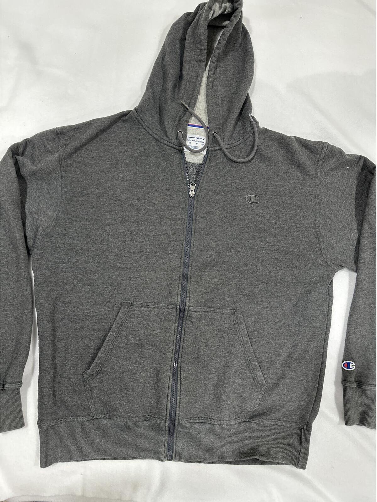 Champion Authentic Athleticwear Full Zip Hooded Sweatshirt Gray Size L